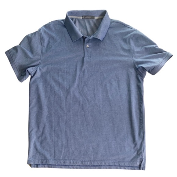 PIQUE POLO Stretch Cotton Blue White Men’s Casual Shirt Size L - Picture 1 of 5